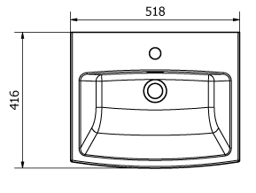 Technical image of Oxford Daisy Lou Contemporary Wall Hung Basin & Semi Pedestal.