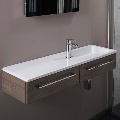 Larger image of Italia Furniture 1000mm Vanity Unit With Drawer & Basin (Medium Oak).