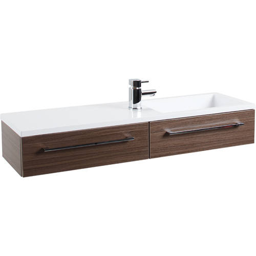 Larger image of Italia Furniture 1000mm Vanity Unit With Drawer & Basin (Walnut).