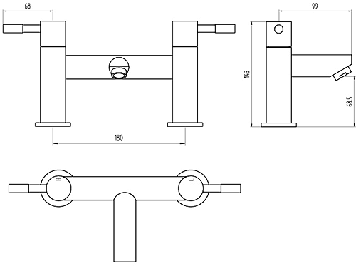 Technical image of Hydra Eden Bath Filler Tap (Chrome).