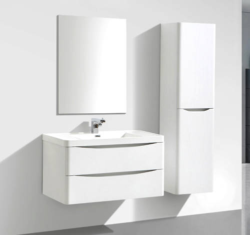 Example image of Italia Furniture Wall Mounted Bathroom Storage Unit (Gloss White).