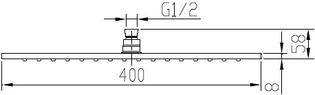 Technical image of Hydra Showers Extra Large Square Shower Head (400x400mm).