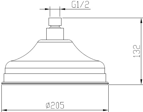 Technical image of Hydra Showers 200mm Traditional Shower Head & Wall Mounting Arm.