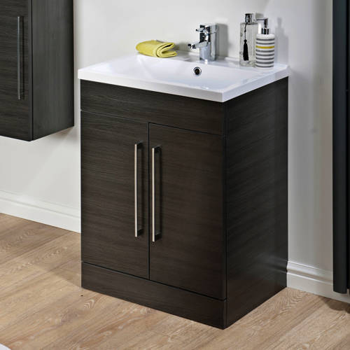 Example image of Italia Furniture 500mm Vanity Unit With White Basin (Black).