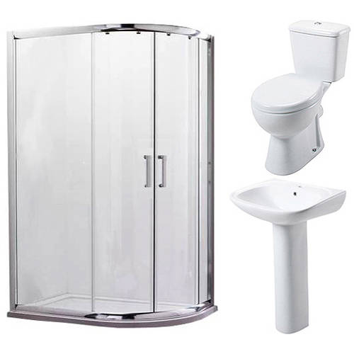 Larger image of Oxford En Suite Bathroom Pack With Offset Enclosure 1200x800mm (RH, 6mm).