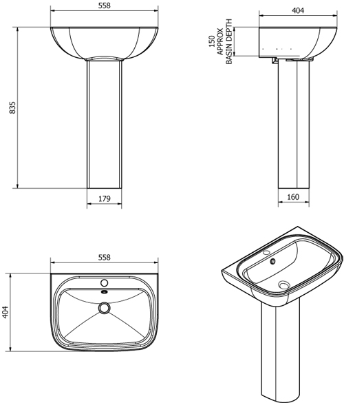 Technical image of Oxford En Suite Bathroom Pack With Offset Enclosure 1200x800mm (RH, 6mm).