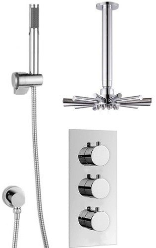 Larger image of Hydra Showers Triple Thermostatic Shower Set, Handset & Star Head.