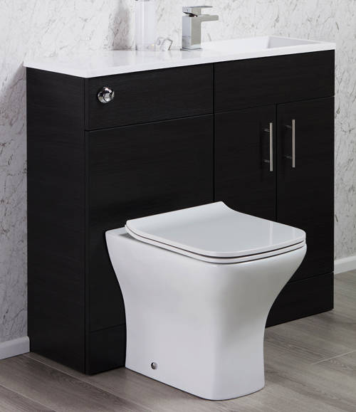 Larger image of Italia Furniture Slimline Pack With Black Ash Vanity, BTW Unit & Basin (RH).