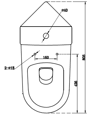 Technical image of Oxford Spek Bathroom Suite With Corner Toilet, Seat, Basin & Full Pedestal.