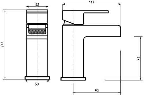 Technical image of Hydra Waterfall Waterfall basin & Bath Filler Tap Set (Chrome).