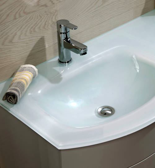 Example image of Italia Furniture Vanity Unit Pack With BTW Unit & White Glass Basin (LH, White).