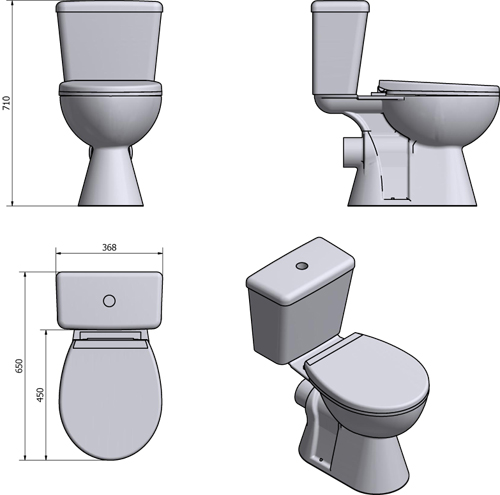 Technical image of Oxford En Suite Bathroom Pack With 800mm Shower Enclosure & 8mm Glass.