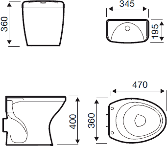 Technical image of Hydra Alpha Low Level Suite With Toilet Pan. Cistern & 1 Hole Basin.