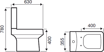 Technical image of Hydra Modern Suite With Toilet Pan, Cistern, Seat, Basin & Pedestal.