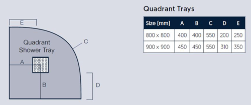 Technical image of Slate Trays Quadrant Easy Plumb Shower Tray & Waste 800mm (Graphite).