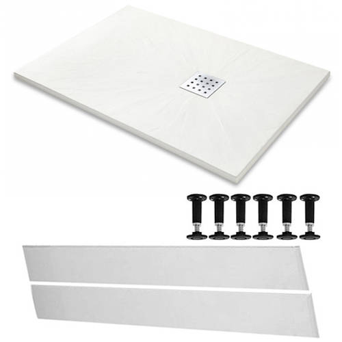 Larger image of Slate Trays Rectangular Easy Plumb Shower Tray & Waste 1600x800 (White).