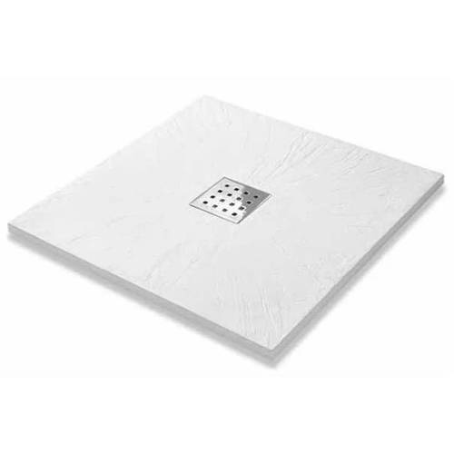 Larger image of Slate Trays Square Shower Tray & Chrome Waste 800x800 (White).