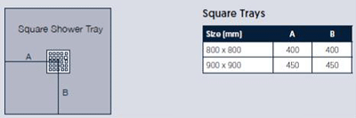 Technical image of Slate Trays Easy Plumb Square Shower Tray & Waste 900x900 (Graphite).