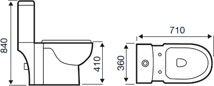 Technical image of Hydra Sorea Toilet With Push Flush Cistern & Soft Close Seat.