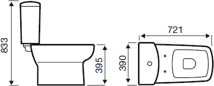 Technical image of Hydra Verve Toilet With Push Flush Cistern & Soft Close Seat.