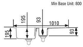 Technical image of Rangemaster Rustique 1.5 Bowl Ceramic Kitchen Sink, Left Hand Drainer.