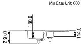 Technical image of Rangemaster RangeStyle 1.5 Bowl Cream Sink With Brass Tap & Waste.