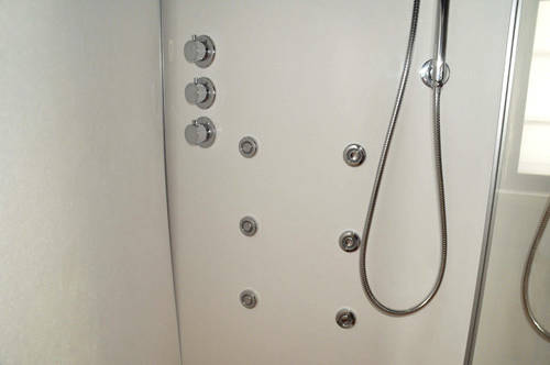 Example image of Lisna Waters Square Steam Shower Enclosure 900x900mm (White Glass).