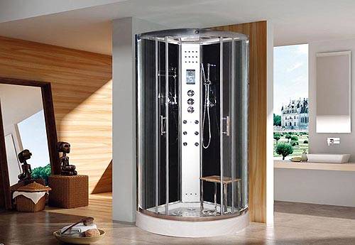 Example image of Lisna Waters Quadrant Steam Shower Enclosure 950x950mm (Black Glass).