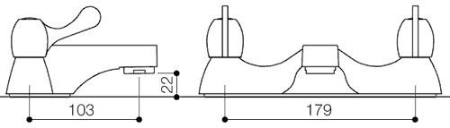 Technical image of Mayfair Alpha Bath Filler Tap With Lever Handles (Chrome).