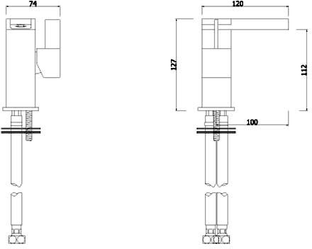 Technical image of Mayfair Dream Waterfall Basin Mixer & Bath Filler Tap Set (Chrome).