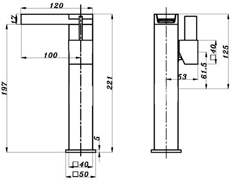 Technical image of Mayfair Dream High Rise Waterfall Basin Mixer Tap (Chrome).