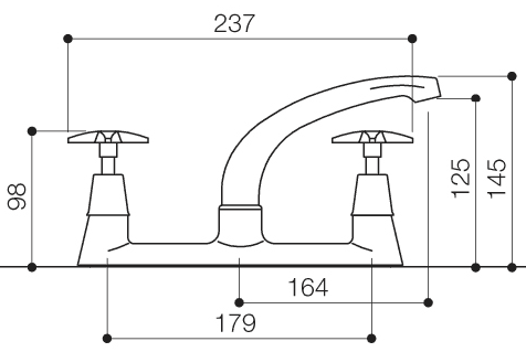 Technical image of Mayfair Kitchen Alpha X Head Deck Sink Mixer Tap With Swivel Spout (Chrome).