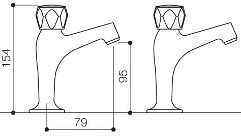 Technical image of Mayfair Kitchen Alpha High Neck Kitchen Pillar Taps (Pair, Chrome).