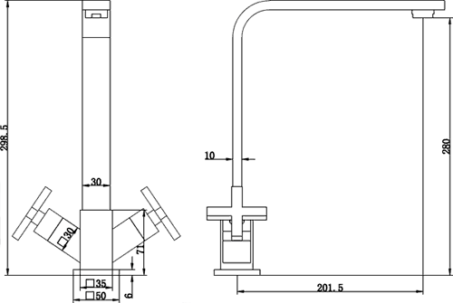 Technical image of Mayfair Kitchen Iggy Kitchen Mixer Tap With Swivel Spout (Chrome).