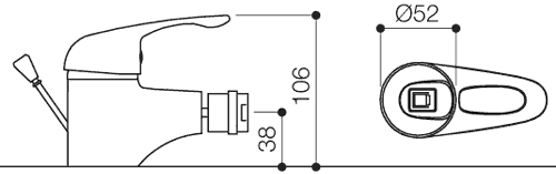 Technical image of Mayfair Orion Mono Bidet Mixer Tap With Pop Up Waste (Chrome).