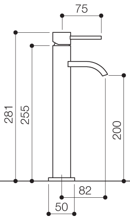 Technical image of Mayfair Wave Cloakroom Mono Basin Mixer Tap (281mm High, Chrome).