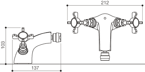 Technical image of Mayfair Westminster Mono Bidet Mixer Tap With Pop Up Waste (Chrome).