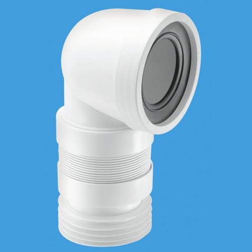 Larger image of McAlpine Plumbing WC 4"/110mm 90 Degree Toilet Pan Extendible Connector.