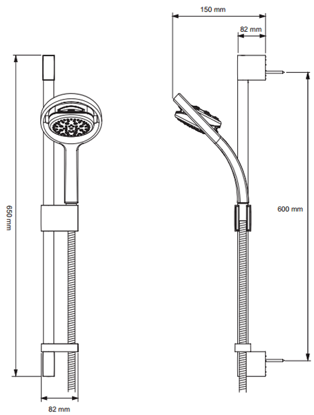 Technical image of Mira 360 360M Slide Rail Kit (White & Chrome).