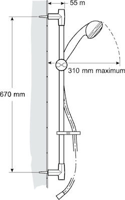 Technical image of Mira Coda Thermostatic Bar Shower Valve With Shower Kit (Chrome).