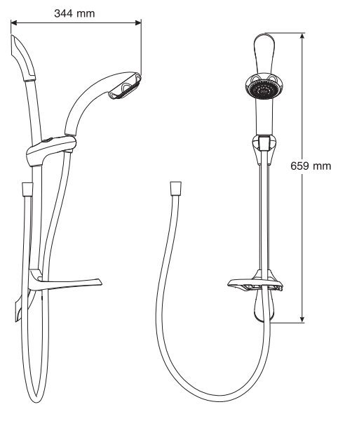 Technical image of Mira Electric Showers Elite ST Electric Shower (Satin & Chrome, 9.8kW).