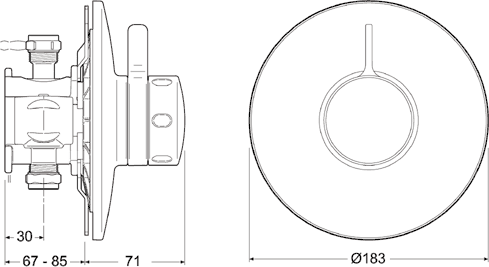 Technical image of Mira Select Concealed Thermostatic Shower Valve With Shower Kit (Chrome).