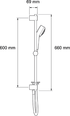 Technical image of Mira Silver Exposed Thermostatic Shower Valve With Shower Kit (Chrome).