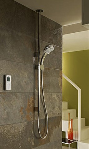 Example image of Mira Vision Ceiling Fed Digital Shower (Pumped, White & Chrome).