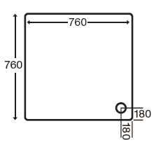 Technical image of MX Trays Stone Resin Square Shower Tray. 760x760x110mm.