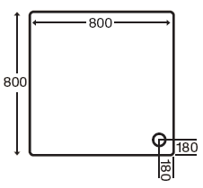 Technical image of MX Trays Stone Resin Square Shower Tray. 800x800x110mm.