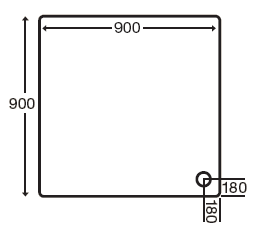 Technical image of MX Trays Easy Plumb Low Profile Square Shower Tray. 900x900x40mm.