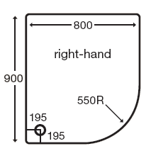 Technical image of MX Trays Easy Plumb Low Profile Offset Quad Tray. 900x800 (Left Hand).