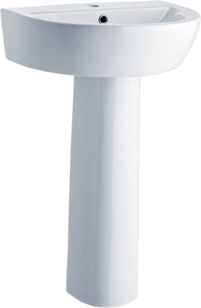 Larger image of Crown Ceramics Solace 550mm Basin & Pedestal (1 Tap Hole).