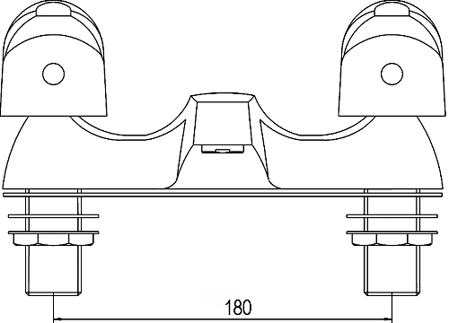 Technical image of Crown D-Type Basin & Bath Filler Tap Set (Chrome).